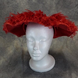 Red Feathered Cartwheel Hat