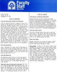 Faculty Bulletin, Volume 19, No. 2, September 11, 1981