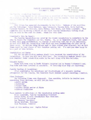 Faculty Bulletin, Faculty Association Bulletin, November 1, 1965