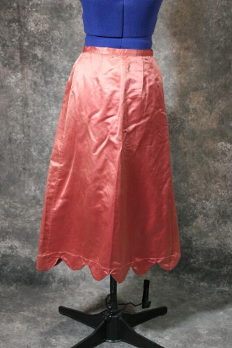 Satin Rose Colored Skirt with Scalloped Hem