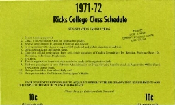 Ricks College Class Schedule 1971-72