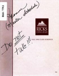 Ricks College Fall 1998 Class Schedule