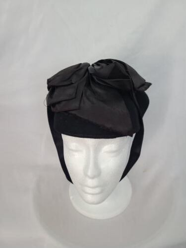 Black Satin Bow hat