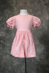 Pink Cotton Dress With Puff Sleeves