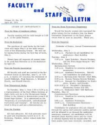 Faculty Bulletin, Volume 10, No. 30, April 30, 1973