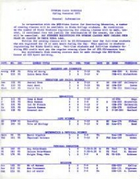 Evening Class Schedule, Spring Semester 1971, General Information