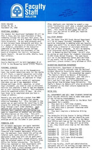 Faculty Bulletin, Volume 20, No. 4, September 24, 1982