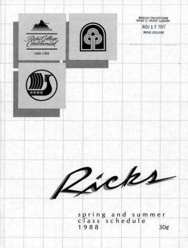 Ricks Spring and Summer Class Schedule 1988
