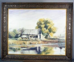 Painting of an abandoned farmhouse