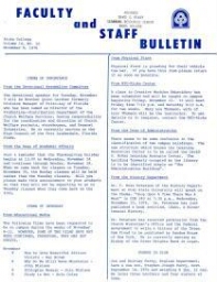 Faculty Bulletin, Volume 14, No. 10, November 8, 1976