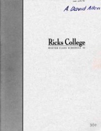 Ricks College Winter Class Schedule 93