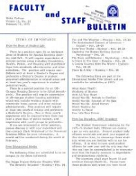 Faculty Bulletin, Volume 12, No. 20, February 10, 1975