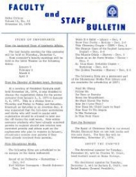 Faculty Bulletin, Volume 12, No. 12, November 25, 1974