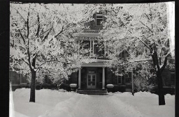 Portrait of Rick's college building in the winter