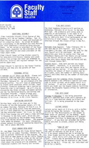Faculty Bulletin, Volume 21, No. 21, February 15, 1984