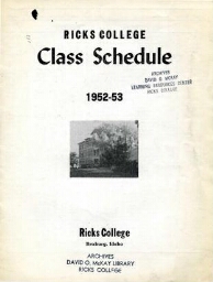 Ricks College Class Schedule 1952-53