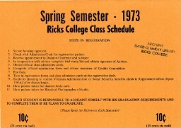 BYU-Ricks Center for Continuing Education, Spring 1973