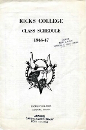 Ricks College Class Schedule 1946-47