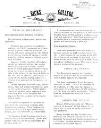 Faculty Bulletin, Volume 9, No. 25, March 27, 1972