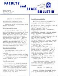 Faculty Bulletin, Volume 12, No. 25, March 17, 1975