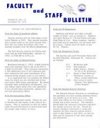 Faculty Bulletin, Volume 10, No. 15, December 18, 1972