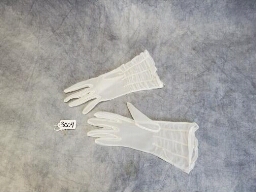 Sheer White Gathered Gloves