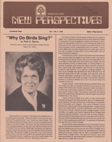 Ricks College New Perspectives Vol. 1, No. 6 - 1976