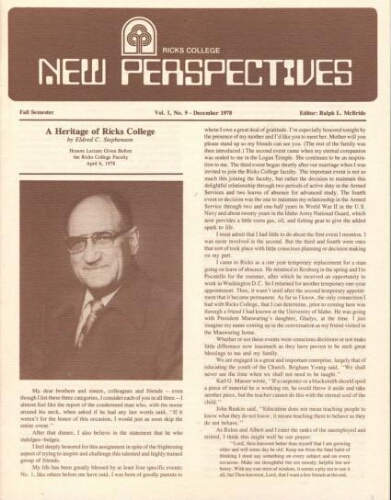 Ricks College New Perspectives Vol. 1, No. 9 -  December 1978