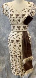 Cream Dress Brown Embroidery