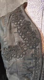 Black Silk Taffeta Jacket With Appliqued Cording