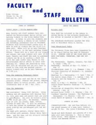 Faculty Bulletin, Volume 13, No. 20, February 16, 1976