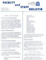 Faculty Bulletin, Volume 12, No. 15, January 6, 1975