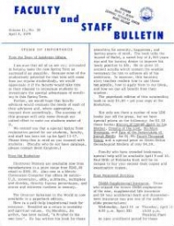 Faculty Bulletin, Volume 11, No. 30, April 8, 1974