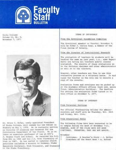 Faculty Bulletin, Volume 15, No. 9, November 7, 1977