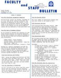 Faculty Bulletin, Volume 14, No. 3, September 20, 1976