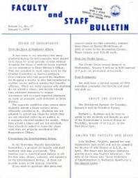 Faculty Bulletin, Volume 11, No. 17, January 7, 1974