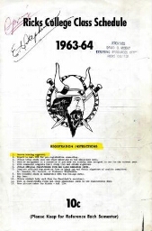 Ricks College Class Schedule 1963-1964
