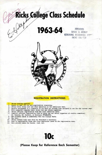 Ricks College Class Schedule 1963-1964