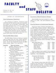 Faculty Bulletin, Volume 10, No. 24, March 19, 1973