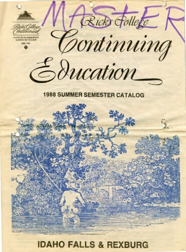 Ricks College Continuing Education 1988 Summer Semester Catalog