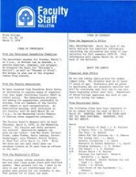 Faculty Bulletin, Volume 15, No. 22, March 7, 1978