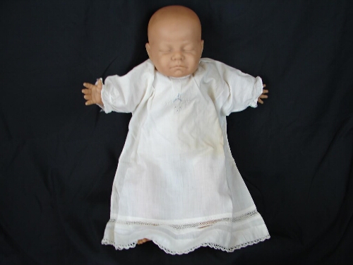 White Baby Dress with bobbin and needle lace