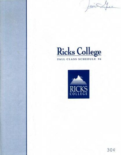 Ricks College Fall Class Schedule 94