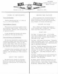 Faculty Bulletin, Volume 9, No. 23, March 13, 1972