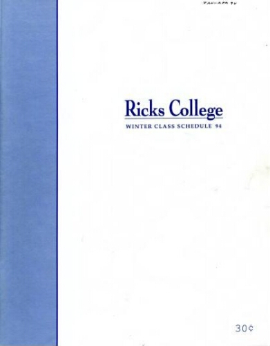 Ricks College Winter Class Schedule 94