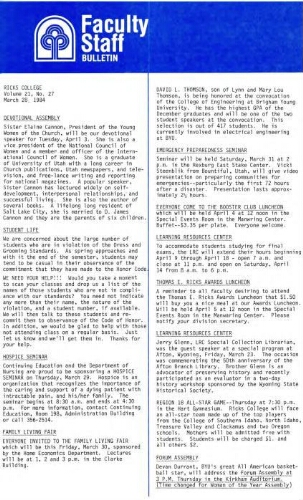 Faculty Bulletin, Volume 21, No. 27, March 28, 1984