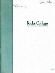 Ricks College Fall Class Schedule 92