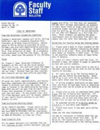 Faculty Bulletin, Volume 19, No. 27, April 2, 1982