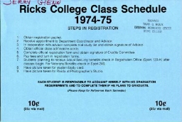 Ricks College Class Schedule 1974-75
