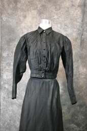 Black Cotton Dress With Pin Tucks